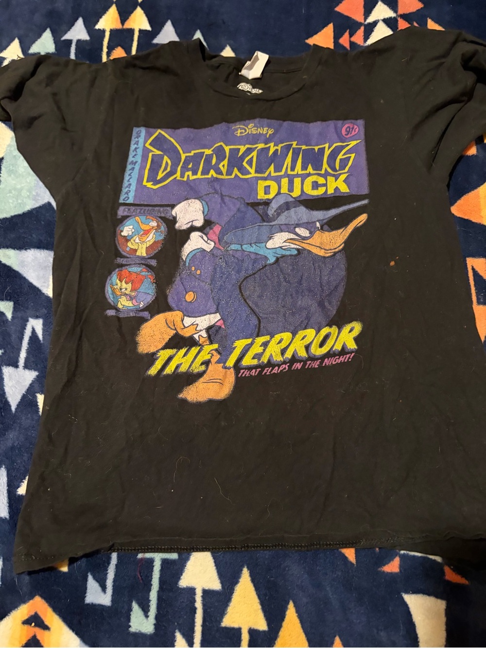 Disney Darkwing Duck The Terror Graphic Tee - Black with Yellow & Purple Print
